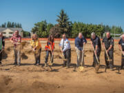 ORCHARDS: From left is City Manager Eric Holmes, City Councilor Erik Paulsen, Mayor Anne McEnerny-Ogle, Capital Projects Manager Jean Singer, Fire Chief Brennan Blue, Clark County Fire District 5 Commissioner Mike Lyons.