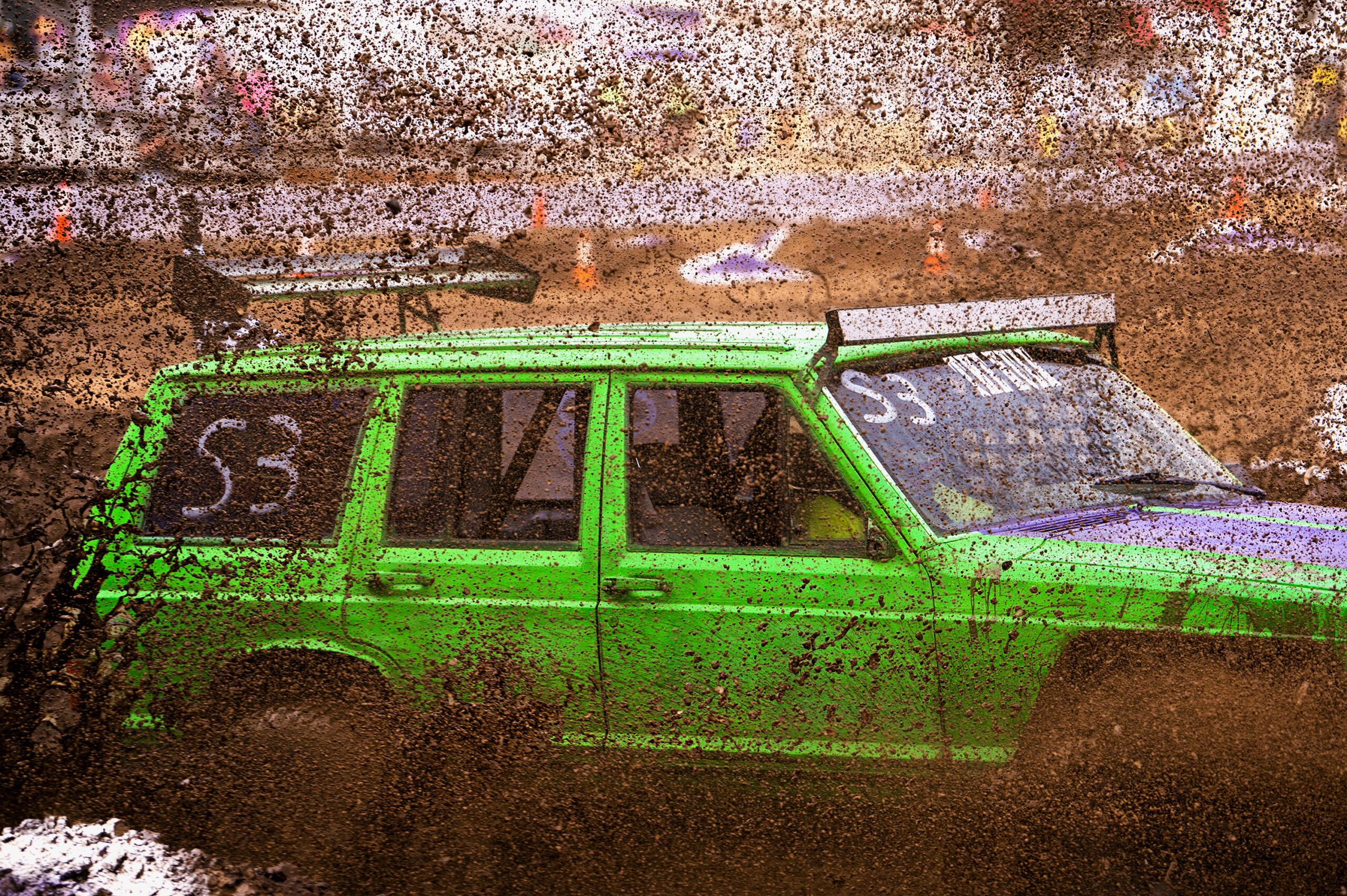 A jeep powers through a sheet of mud at the Tuff Trucks event on Friday, July 30, 2021, at the Clark County Fairgrounds. Tuff Trucks was the first in Clark County Event Center’s Family Fun Series, which continues through Aug. 15.