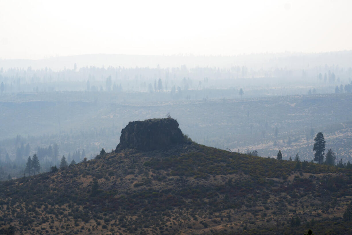 Smoke fills the air near the Bootleg Fire, Tuesday, July 13, 2021, near Sprague River, Ore.