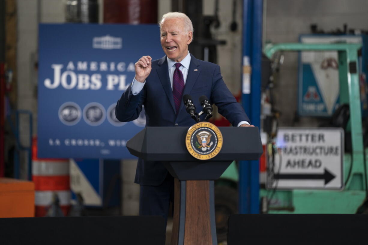 President Joe Biden speaks about infrastructure spending at the La Crosse Municipal Transit Authority, Tuesday, June 29, 2021, in La Crosse, Wis.