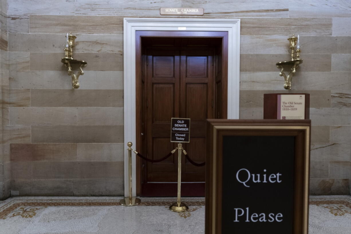 This June 30, 2021, photo shows the Old Senate Chamber in the Capitol in Washington. The U.S. Capitol is still closed to most public visitors. It's the longest stretch ever that the building has been off-limits in its 200-plus year history.