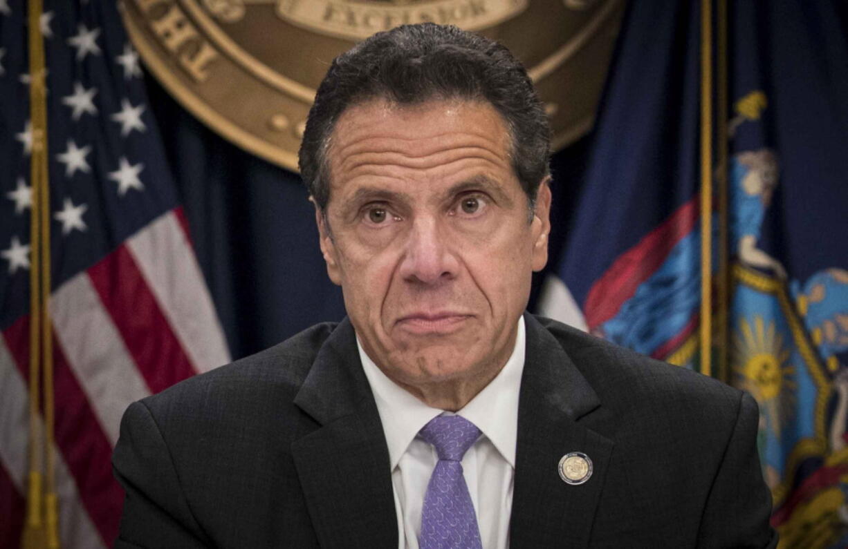 FILE - In this Sept. 14, 2018 file photo, Gov. Andrew Cuomo listens during a news conference in New York. Gov. Andrew Cuomo is expected to be interviewed by investigators with the state attorney general's office who are looking into sexual harassment allegations as the probe nears its conclusion.  The timing of the interview Saturday, July 17, 2021 in Albany was confirmed by two people familiar with the case who spoke to The Associated Press on condition of anonymity.