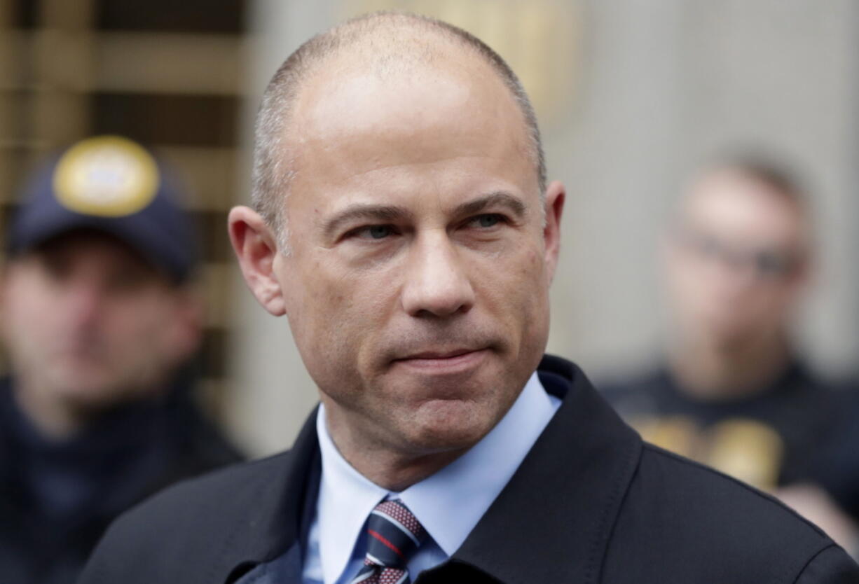 FILE - In this Dec. 12, 2018, file photo, attorney Michael Avenatti, speaks outside court in New York. Avenatti faces sentencing Thursday over a year after a jury concluded he tried to extort millions of dollars from Nike by threatening the company with bad publicity.