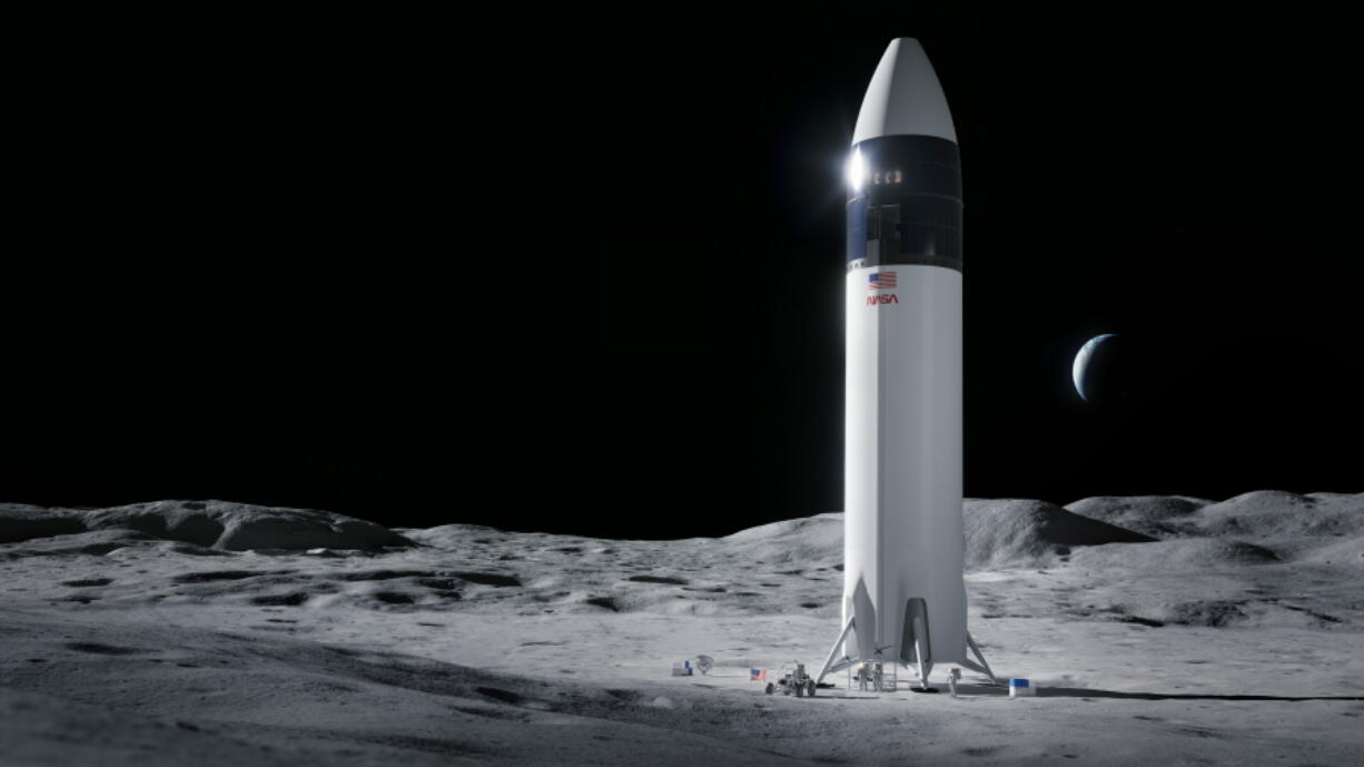 This is an illustration provided by SpaceX shows the SpaceX Starship human lander design that will carry the first NASA astronauts to the surface of the Moon under the Artemis program. Jeff Bezos has lost his appeal of NASA's contract with Elon Musk's SpaceX to build its new moon lander.