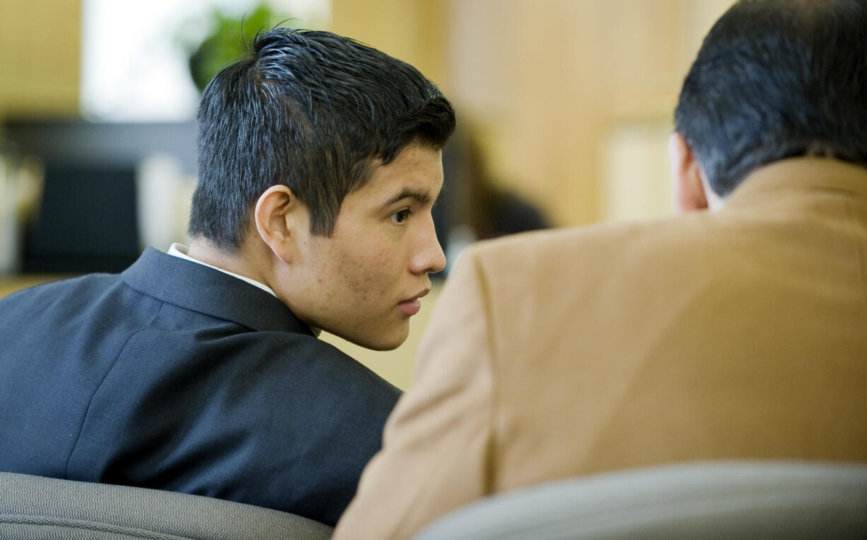 Orlin A. Campos-Cerna waits for closing arguments in Clark County Superior Court  Oct. 23, 2008.