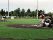 Ridgefield Raptors pitcher Brock Gillis delivers to a Walla Walla batter on Saturday at Ridgefield Outdoor Recreation Complex.