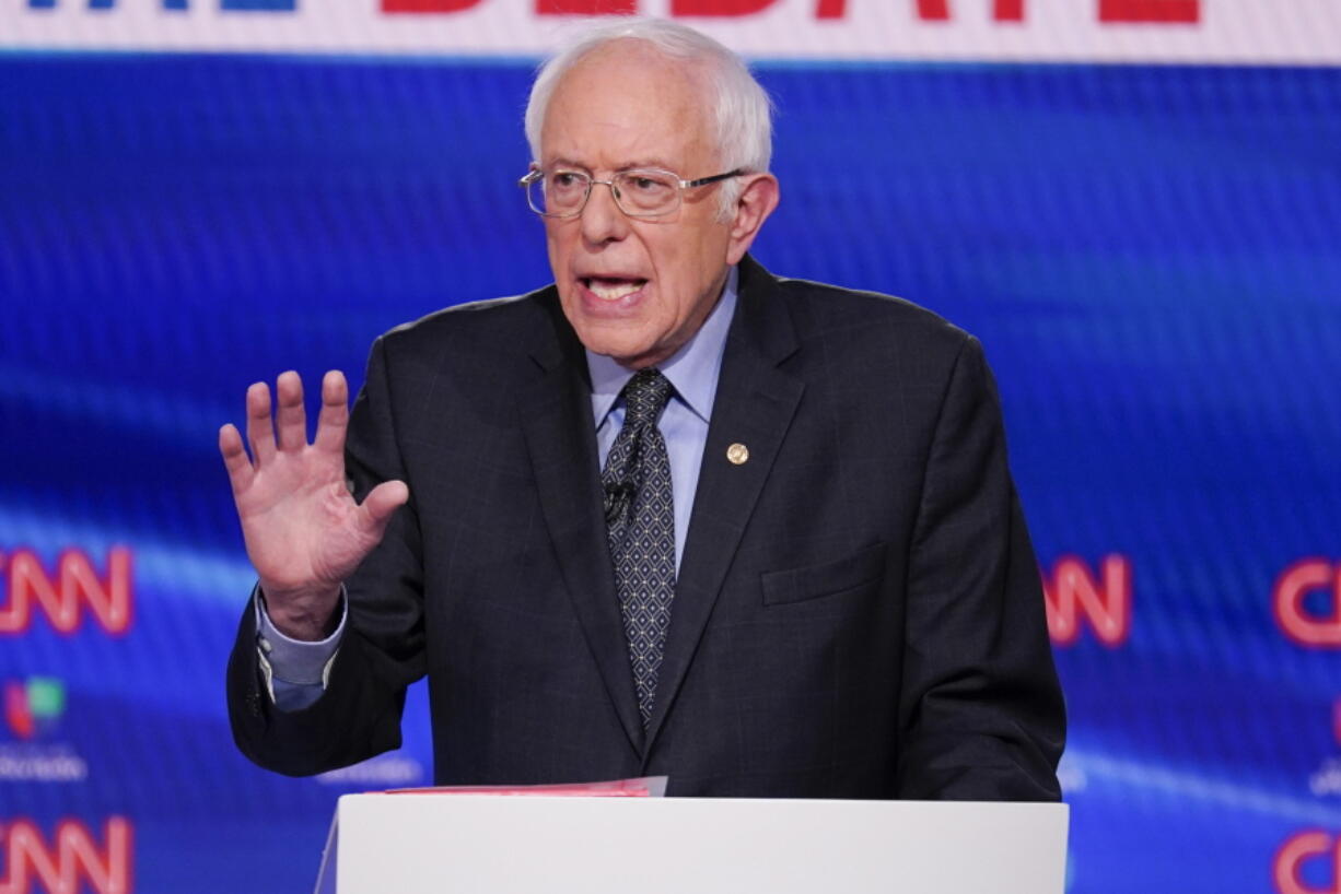 FILE - In this March 15, 2020, file photo, Sen. Bernie Sanders, I-Vt., participates in a Democratic presidential primary debate at CNN Studios in Washington. The progressive advocacy group Our Revolution is rebranding now that Bernie Sanders is no longer the undisputed leader of the left.