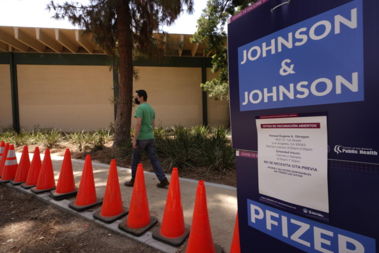 Carlos Arrendondo arrives for his appointment to get vaccinated at a county-run vaccination site at the Eugene A. Obregon Park in Los Angeles on Thursday.