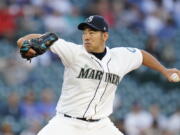 Seattle Mariners starting pitcher Yusei Kikuchi throws to a New York Yankees batter during the second inning of a baseball game Wednesday, July 7, 2021, in Seattle.