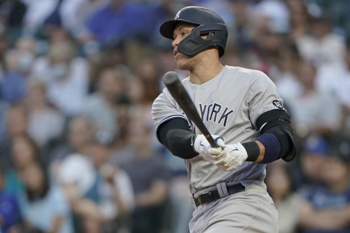 New York Yankees starting pitcher Jameson Taillon throws to a Seattle Mariners batter during the seventh inning of a baseball game Tuesday, July 6, 2021, in Seattle. (AP Photo/Ted S.