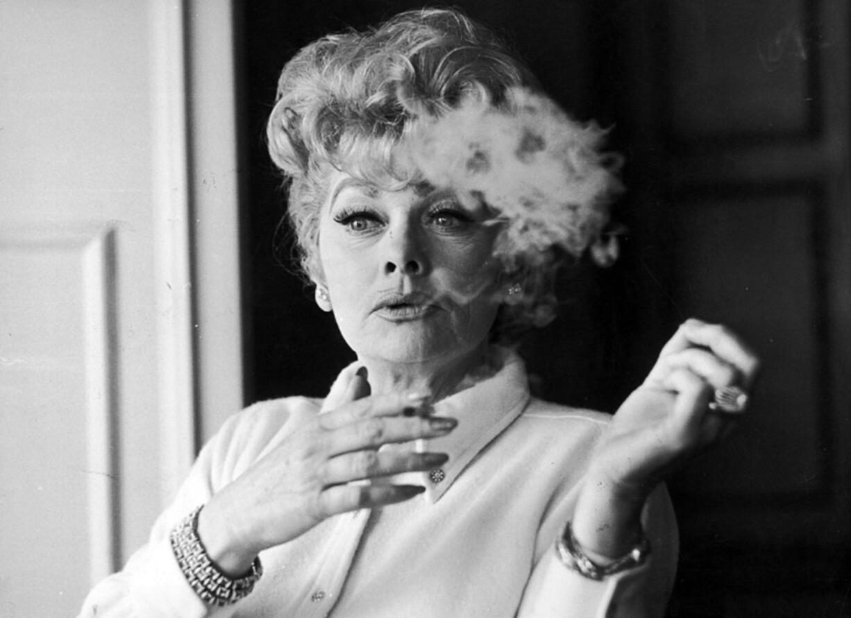 Actress Lucille Ball, who died in 1989, is seen at the Hilton Hotel in London, on Feb. 20, 1968. Starting today, all 240 episodes of "Let's Talk to Lucy" will be heard on a SiriusXM satellite radio "pop-up" channel.