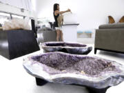 Sorenity Rocks owner Lenise Sorv(C)n leads a sound bath at her new Malibu crystal sanctuary, a place where customers ???can sit, stand and lie around large crystals,??? she said. And buy them, such as a $125,000 amethyst coffee table or a $333,000 peach-colored quartz the size of a laundry basket.