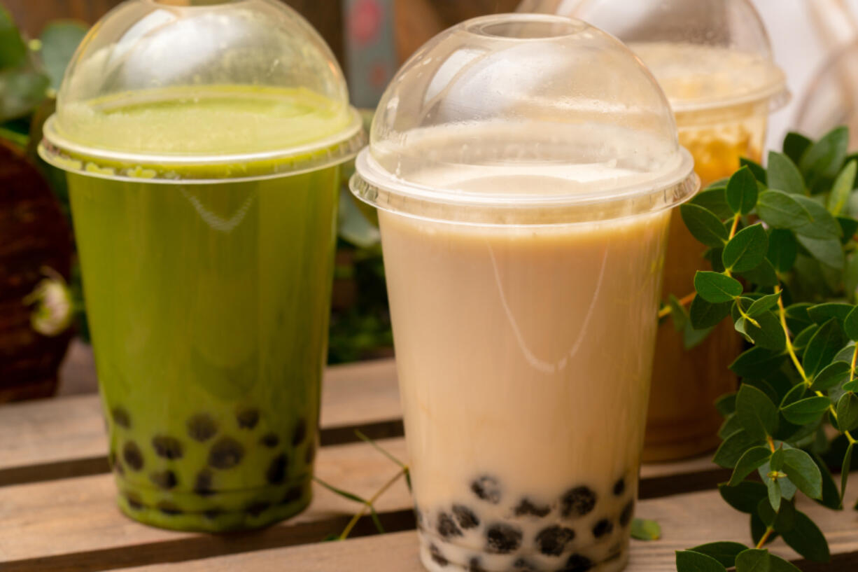 Coconut and green matcha bubble tea