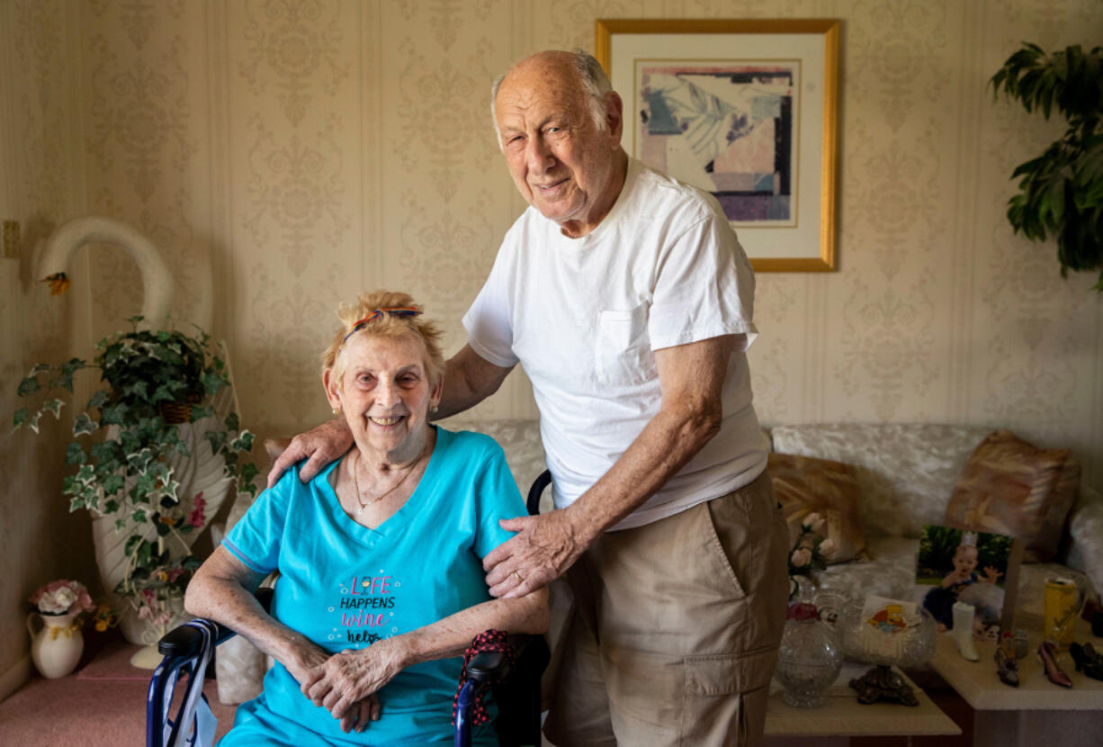 Doris and Arie Kasiarz at their home in Philadelphia. Arie, a Holocaust survivor, got the COVID-19 vaccination with the help of the Jewish Family and Children's Service of Greater Philadelphia. The pair has been married for 62 years.