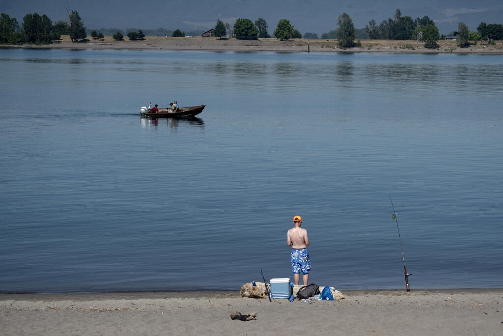 An  excessive heat warning began at noon Wednesday and runs through 10 p.m. Saturday. Boaters and fishermen at Frenchman’s Bar Regional Park on June 28, 2021.