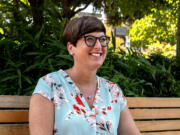 Vancouver resident Laura Ellsworth sits on a park bench for a portrait on Thursday, July 29, 2021 at Esther Short Park. Ellsworth is a fully vaccinated kidney transplant recipient but doesn’t have full protection from the vaccine. She’s part of a study on COVID-19 vaccines in immunocompromised patients.