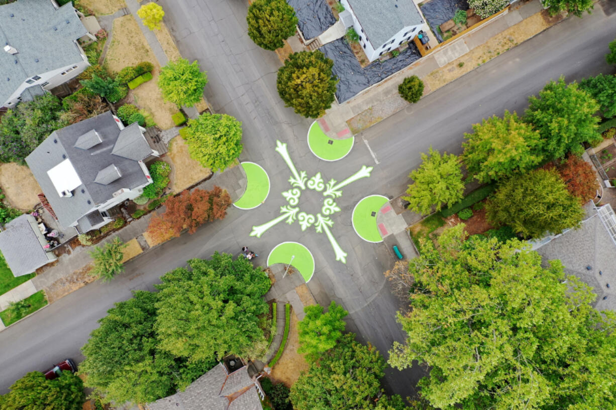 Arnada neighborhood in Vancouver repainted intersection at D Street & 21st Street on Aug. 21.