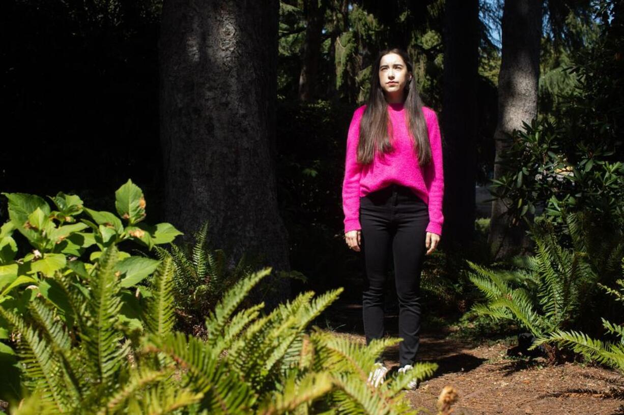 Margot Spindola, lead organizer of Redistricting Justice for Washington, is seen at Volunteer Park in Seattle’s Capitol Hill neighborhood on Aug. 24, 2021. Spindola has been working on how the state's political maps can be drawn to increase Latino representation. (Matt M.