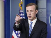 White House national security adviser Jake Sullivan speaks during the daily briefing at the White House in Washington, Monday, Aug. 23, 2021.