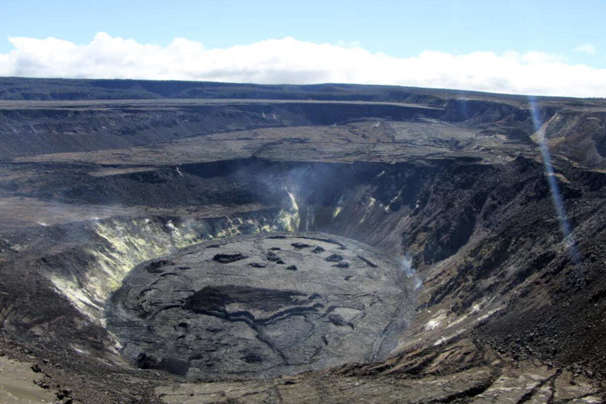 The crater of Kilauea volcano on Hawaii's Big Island  is shown Aug. 13. Geologists on Tuesday said they had detected a swarm of earthquakes at the volcano. (drew downs/U.S.