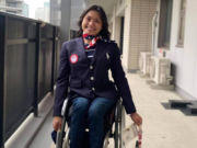 Yen Hoang, a 2015 Evergreen High grad, before the Opening Ceremonies of the Paralympic Games in Tokyo. Sunday, Hoang placed eighth in the finals of the 800 meter wheelchair race.