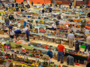 The Southwest Washington Model Railroaders host the 47th Great Train Swap Meet on Saturday in the Battle Ground High School gym. The swap meet returned after being canceled last year due to COVID-19. (Randy L.