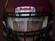 Sun reflects off Prairie senior running back Thor Stepina?s visor as he poses for a portrait during a practice Wednesday, Sept. 8, 2021, at Prairie High School.