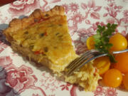 Savory Swiss Pie has 2 cups of Swiss cheese plus plenty of zucchini and yellow squash.