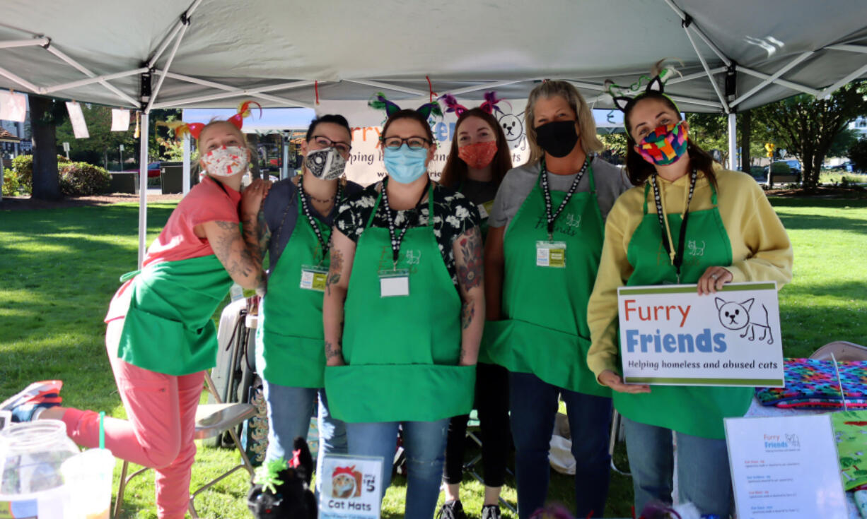 ESTHER SHORT: Kensie Broom, from left, Jenn Hutchman, Jaimie Garver, Jazmynn Hoffman, Brandi Towner and Danielle Chancey helped Furry Friends raise money for its no-kill cat shelter.