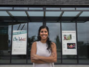 Amanda Serrano pauses for a portrait outside of Be Well, a juice bar coming to The Waterfront Vancouver.