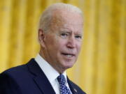 President Joe Biden speaks during an event to celebrate labor unions, in the East Room of the White House, Wednesday, Sept. 8, 2021, in Washington.