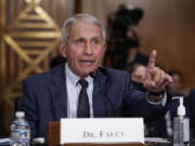 FILE - Dr. Anthony Fauci testifies before the Senate Health, Education, Labor, and Pensions Committee, on Capitol Hill in Washington, on July 20, 2021. John Hoffman and Janet Tobias's "Fauci," a portrait of the director of the National Institute of Allergy and Infectious Diseases, will screen only in theaters mandating vaccination and masking. (AP Photo/J.