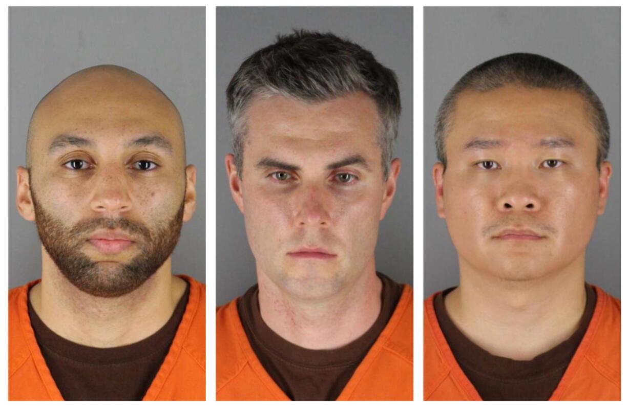 HOLD FOR STORY MOVING OVERNIGHT -- FILE -- This combination of photos provided by the Hennepin County Sheriff's Office in Minnesota on Wednesday, June 3, 2020, shows from left, Minneapolis Police Officers J. Alexander Kueng, Thomas Lane and Tou Thao. Attorneys for two former Minneapolis police officers charged with aiding and abetting murder in the death of George Floyd are asking a judge to bar their clients' upcoming trial from being livestreamed, saying some witnesses won't testify if the proceedings are broadcast.