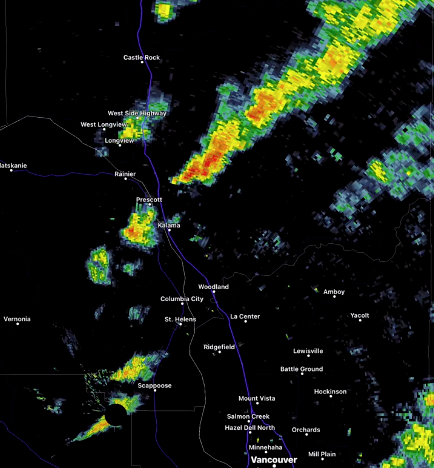 The National Weather Service in Portland tracked a storm over the north part of Clark County and into Cowlitz. Multiple people reported seeing a funnel cloud near Battle Ground.