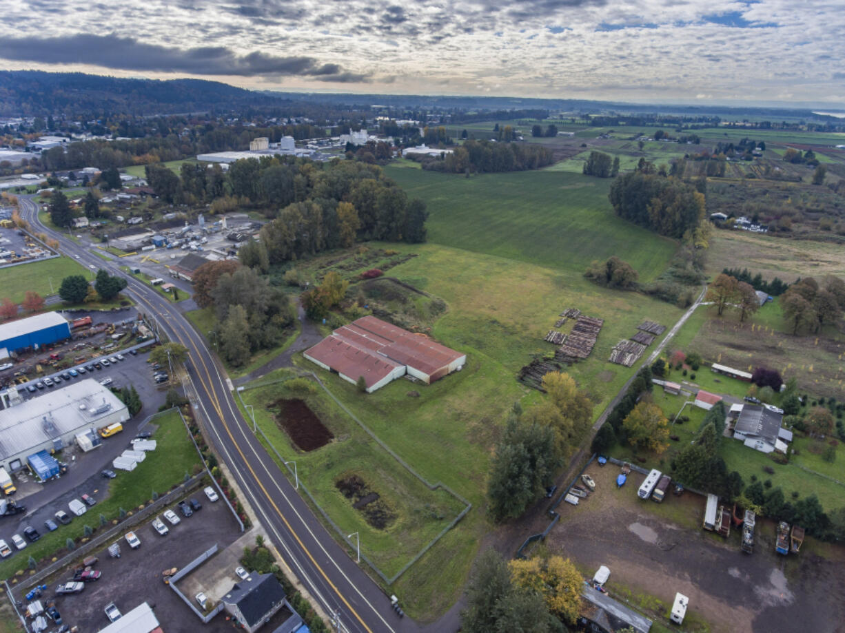 An aerial shot from 2016, looking south, shows land the Port of Woodland ?s developing into the Rose Way Industrial Park. The Port's budget for 2022 envisions spending $5.2 million on buildings in the industrial park.