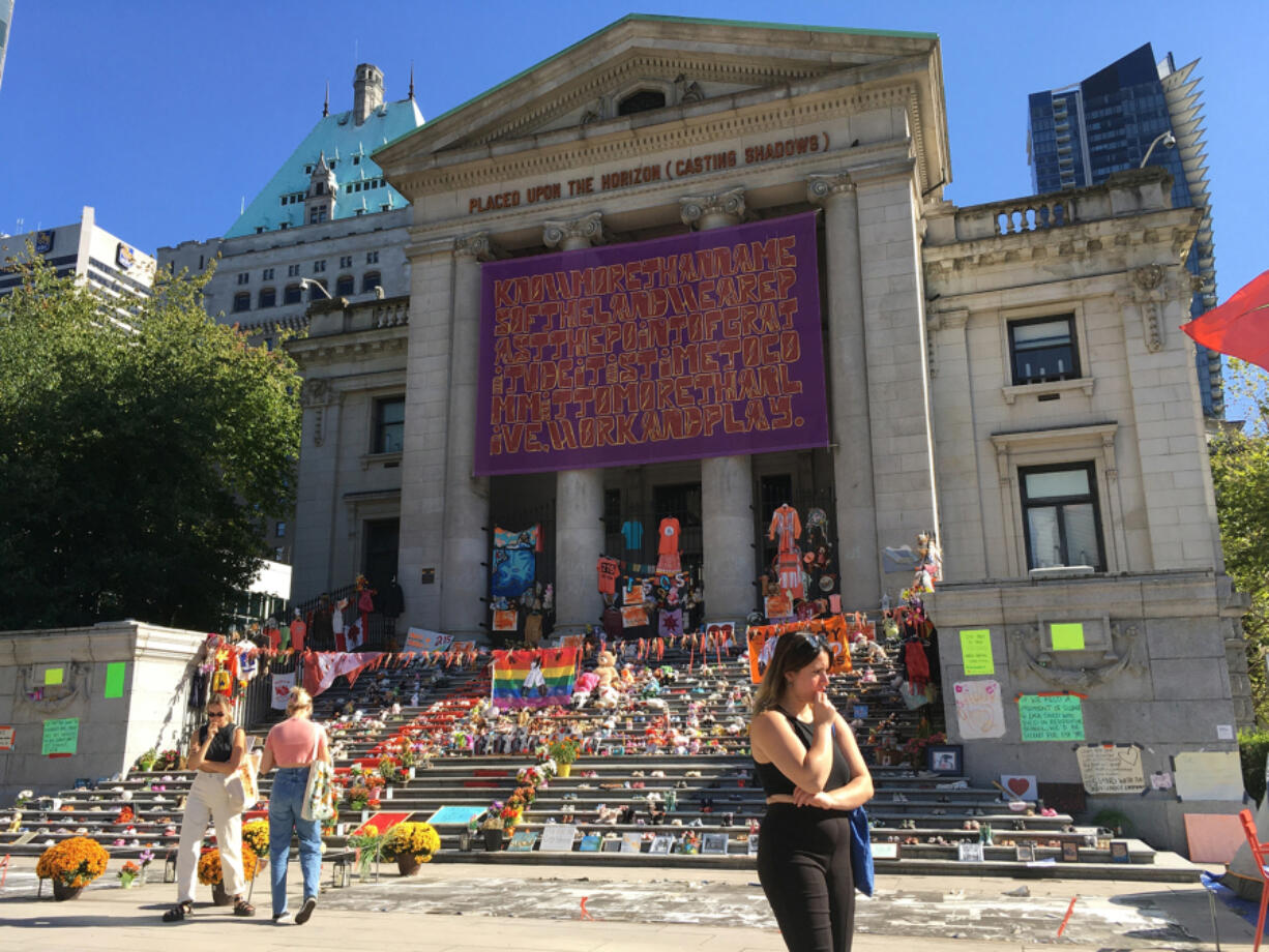 Shoe vigil in Robson Square, Vancouver, B.C.