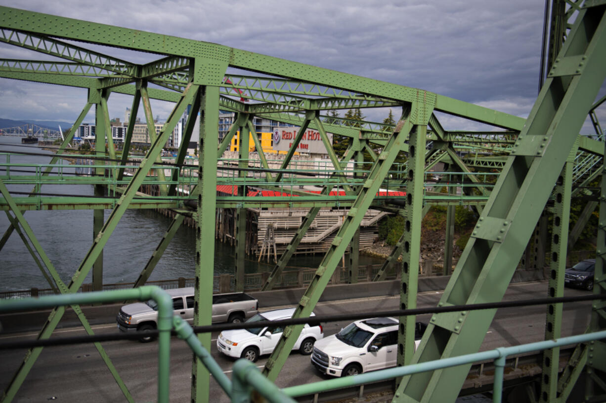 Motorists travel southbound on the Interstate 5 Bridge on Aug. 31.