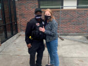 Vancouver Mayor Anne McEnerny-Ogle recently presented Tony Jacobs, a school resource officer at Vancouver School of Arts and Academics, with protein bars that Jacobs has been distributing to students in need for 20 years.