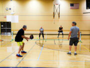 Community Education registrants test out Ridgefield's new indoor pickleball court.