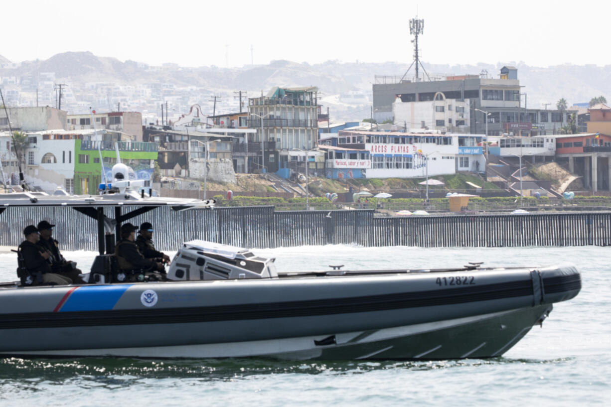 Marine interdiction agents from the Customs and Border Protection's Air and Marine Operations in San Diego drive a 41-foot Coastal Inceptor Vessel during a standard maritime patrol off the coast of Border Field State Park on Tuesday, Aug. 24, 2021 in San Diego. Agents usually work six-hour patrols while keeping an eye out for suspicious traffic.