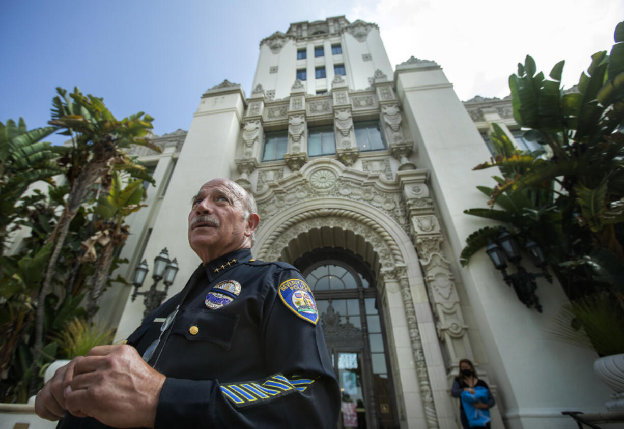 Dominick Rivetti, Beverly Hills Police Chief, outside of City Hall after a news conference on March 4, 2021, in Beverly Hills, California.