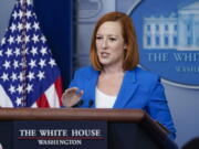 White House press secretary Jen Psaki speaks during the daily briefing at the White House in Washington, Tuesday, Oct. 26, 2021.