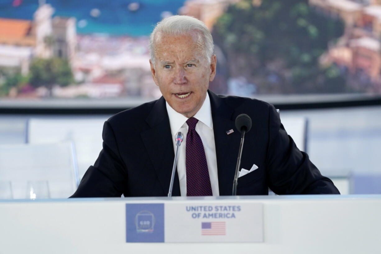 President Joe Biden hosts an event about global supply chains during the G20 leaders summit, Sunday, Oct. 31, 2021, in Rome.