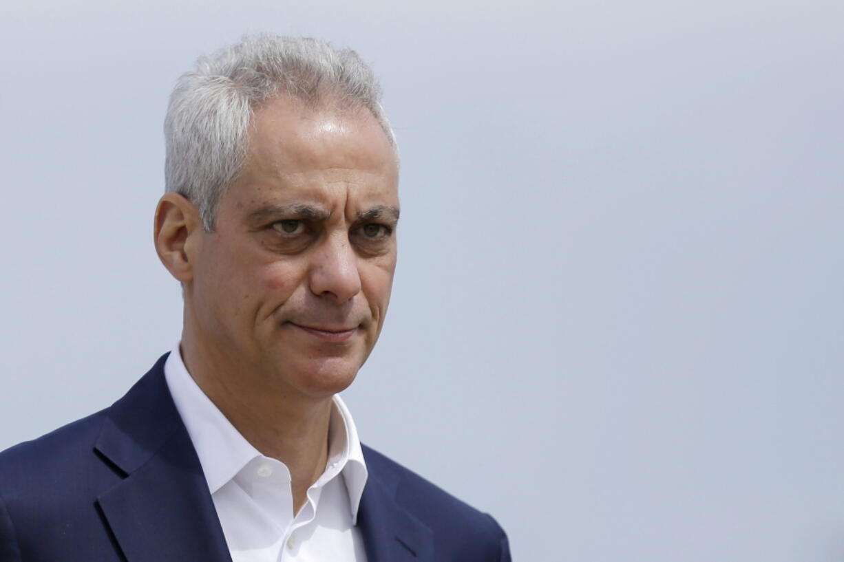 FILE - In this April 22, 2019, file photo, Chicago Mayor Rahm Emanuel waves as he arrives at a news conference outside of the south air traffic control tower at O'Hare International Airport in Chicago. The fatal police shooting of a Black teen in Chicago seven years ago is looming large over the city's former mayor, Emanuel, as he looks to win confirmation as President Joe Biden's ambassador to Japan. Several liberal House lawmakers and activists complain that Emanuel's handling of the death of 17-year-old Laquan McDonald, who was shot 16 times as he ran away from police, should have disqualified him for consideration for a coveted role.