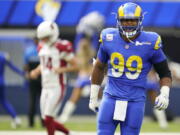 Los Angeles Rams defensive end Aaron Donald (99) will once again give chase to Seattle Seahawks quarterback Russell Wilson.