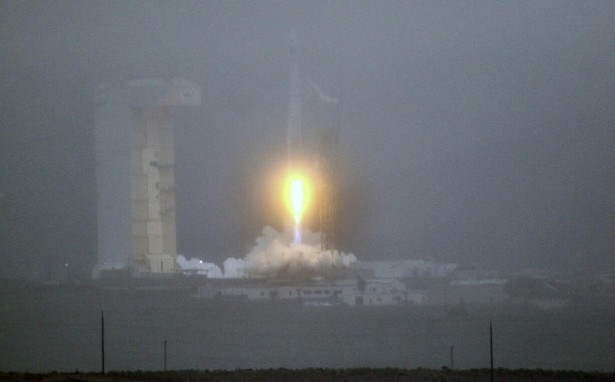 A United Launch Alliance Atlas V rocket lifts off carrying the Landsat 9 earth imaging satellite from Vandenberg Space Force Base, Calif., on Monday, Sept. 27, 2021. It is the latest in a series of U.S. satellites that has recorded human and natural impacts on Earth's surface for decades.