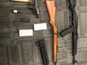 Clark County sheriff's deputies seized several firearms, ammunition and accessories Friday, including a handgun and ammunition of the same caliber used in the Sept. 22 drive-by shooting on Northeast Padden Parkway.