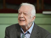 FILE - In this Nov. 3, 2019, file photo, former President Jimmy Carter teaches Sunday school at Maranatha Baptist Church in Plains, Ga. Carter, the oldest former U.S. chief executive ever, will quietly mark his 97th birthday at home in southwest Georgia on Friday, Oct. 1, 2021, an aide said.