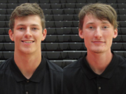 Jackson Clemmer, left, and Blake Asciutto after Camas High graduates who play football at Southern Oregon University.