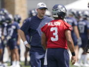 When the Seahawks brought Shane Waldron on board as offensive coordinator this offseason, they were hoping to pull some of what worked so well for the division rival Los Angeles Rams and implement it into a system run by Russell Wilson. The test of how well that's worked for Seattle comes on Thursday, Oct. 6, facing the Rams. (AP Photo/Ted S.